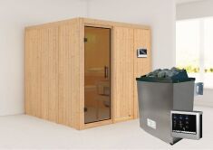 Sauna RODIN (Fronteinstieg) / graphit Tür / kein Dachkranz / Ofen 9 KW externe Strg easy