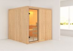 Sauna RODIN (Fronteinstieg) / klarglas Tür / kein Dachkranz / ohne Ofen