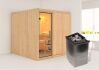 Sauna RODIN (Fronteinstieg) / klarglas Tür / kein Dachkranz / Ofen 9 kW integr. Strg