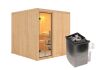 Sauna RODIN (Fronteinstieg) / klarglas Tür / kein Dachkranz / Ofen 9 kW integr. Strg
