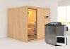 Sauna RODIN (Fronteinstieg) / klarglas Tür / kein Dachkranz / Ofen 9 kW Bio externe Strg easy