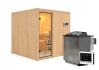 Sauna RODIN (Fronteinstieg) / klarglas Tür / kein Dachkranz / Ofen 9 kW Bio externe Strg easy
