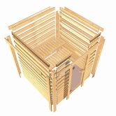 38mm Massivholzsauna MIA  (Eckeinstieg) / bronzierte Tür / kein Dachkranz / Ofen 4,5 kW Bio externe Strg easy
