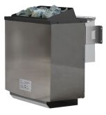 38mm Massivholzsauna MIA  (Eckeinstieg) / bronzierte Tür / kein Dachkranz / Ofen 4,5 kW Bio externe Strg easy