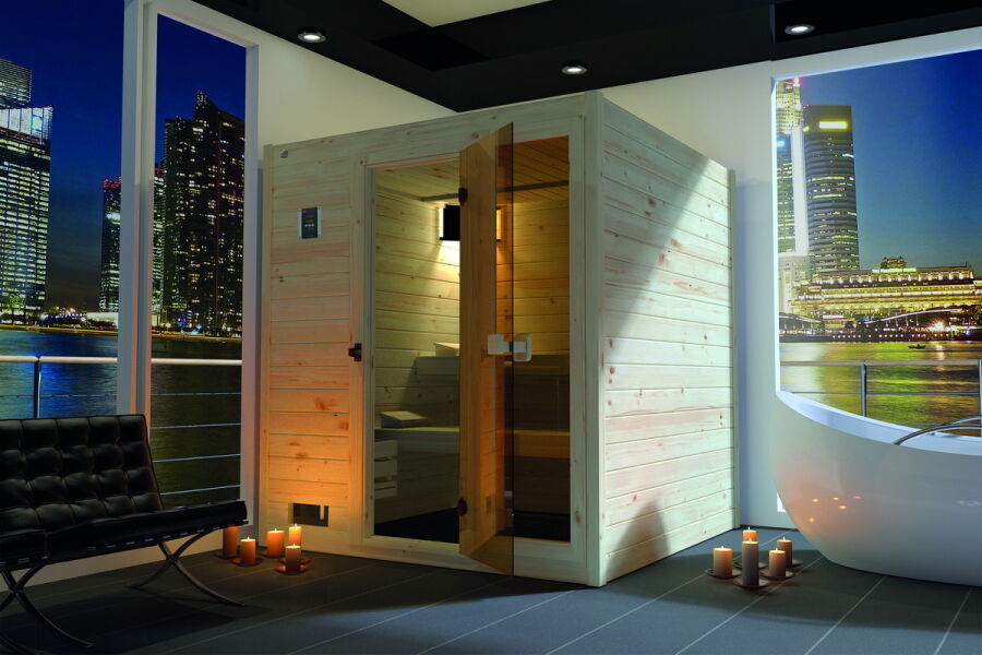 WEKA 38mm Massivholzsauna VALIDA 3 Glastür + Fenster