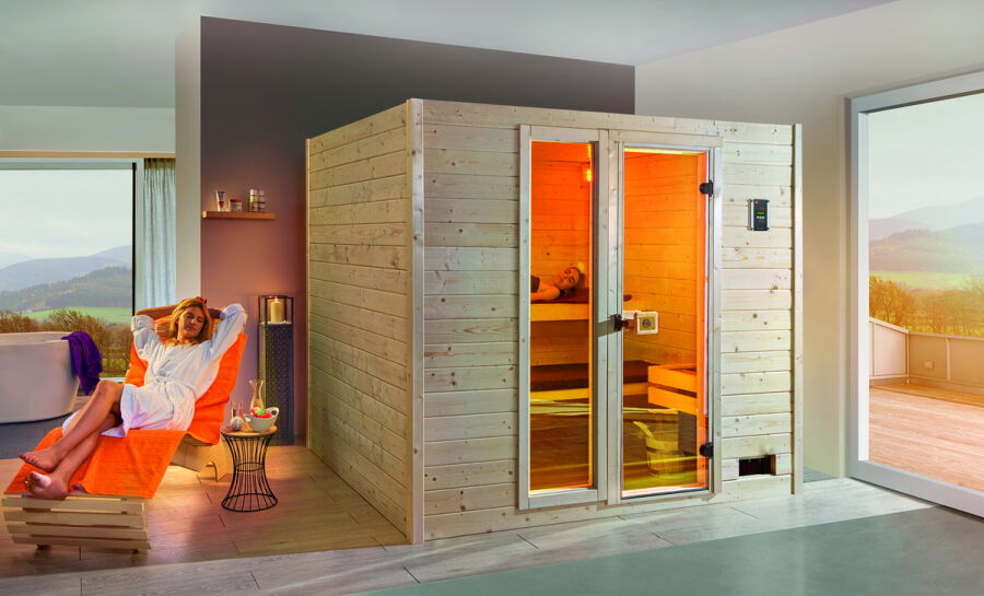 WEKA 38mm Massivholzsauna VALIDA 4 Glastür + Fenster