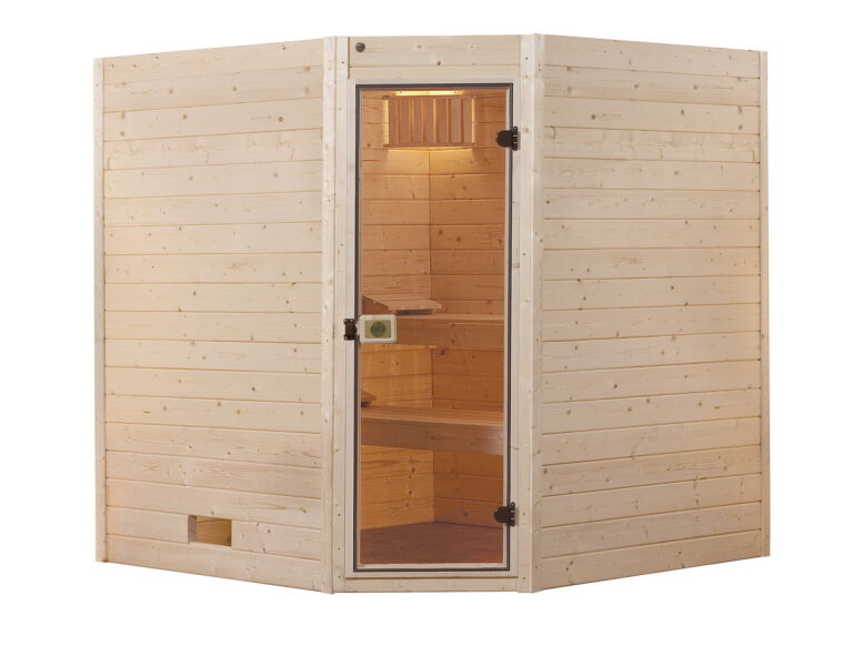 WEKA 38mm Massivholzsauna VALIDA Eck 1 Glastür