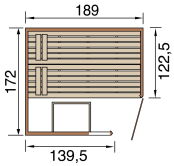 WEKA 38mm Massivholzsauna VALIDA Eck 1 .8 Glastür + Fenster