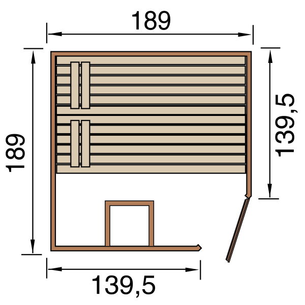 WEKA 38mm Massivholzsauna VALIDA Eck 2 Glastür