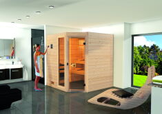 WEKA 38mm Massivholzsauna VALIDA Eck 2 Glastür + Fenster