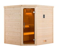 WEKA 45mm Premium Massivholzsauna TURKU 1 Glastür + Fenster Sparset OS-Ofen