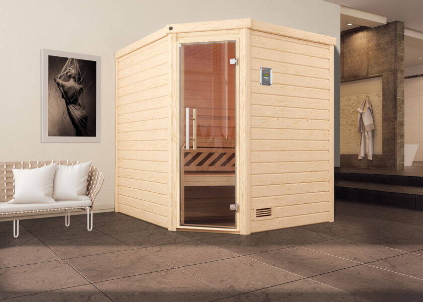 WEKA 45mm Premium Massivholzsauna TURKU 2 Glastür