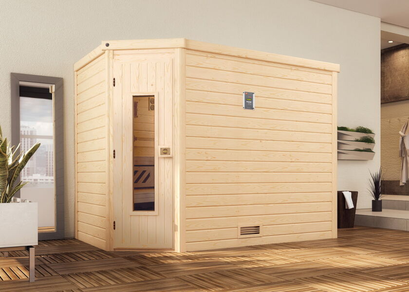 WEKA 45mm Premium Massivholzsauna TURKU 3 Holztür