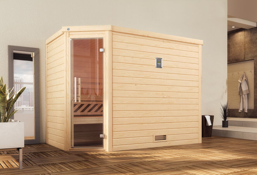4004581439224 - WEKA 45mm Premium Massivholzsauna TURKU 3 Glastür