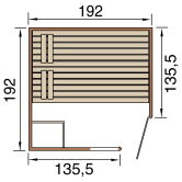 WEKA 38mm Massivholz-Elementsauna 38 mm LAUKKALA 3 Glastür + Fenster + Saunaleuchte