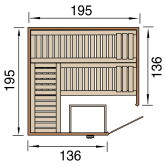 Weka 45mm Premium Design Massivholz-Elementsauna KEMI Eck 1 Glastür