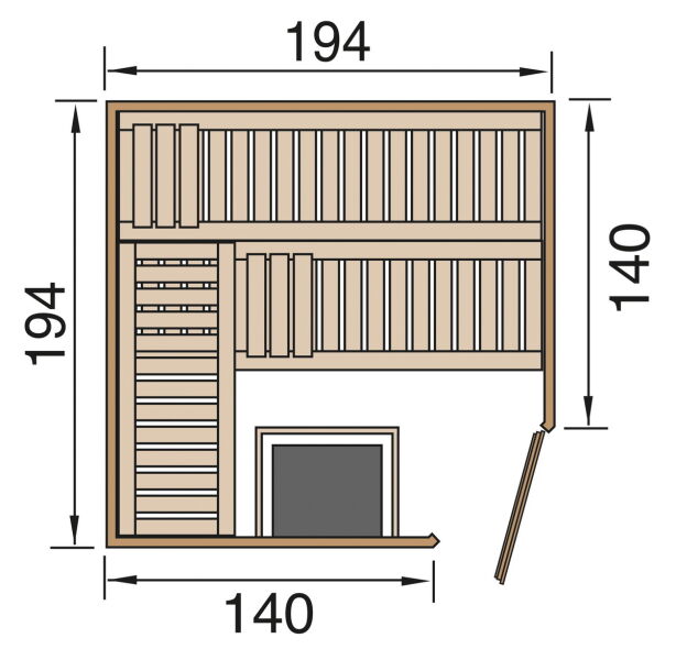 Weka 68mm Elementsauna VARBERG 3 Sparset Holztür OS-Ofen