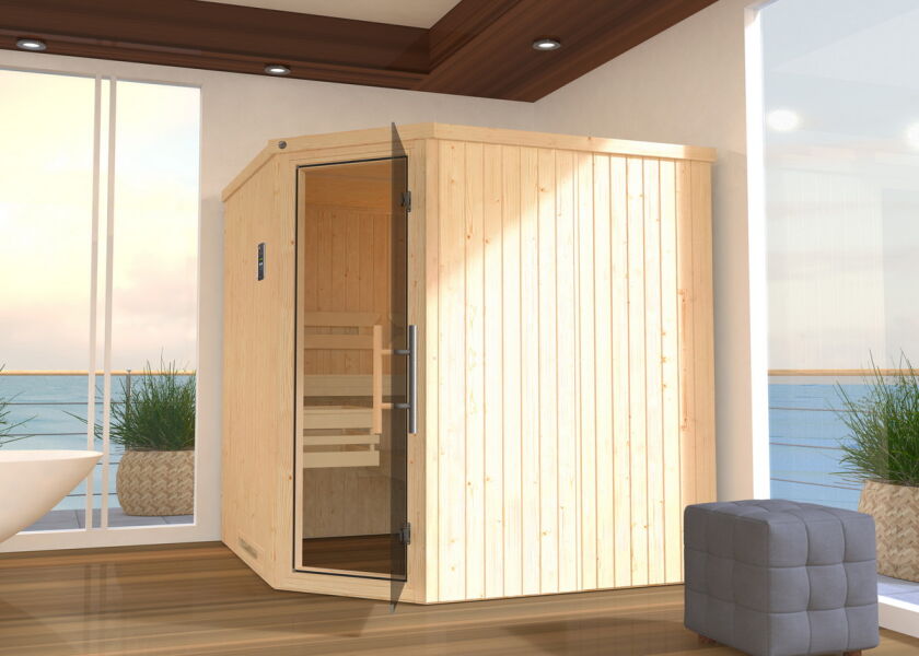 Weka 68mm Elementsauna VARBERG 3 Sparset Glastür OS-Ofen