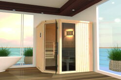 Weka 68mm Elementsauna VARBERG 3 Sparset Glastür + Fenster OS-Ofen