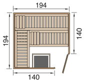 Weka 68mm Elementsauna VARBERG 3 Sparset Glastür + Fenster BioS-Ofen