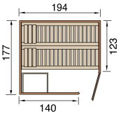 Weka 68mm Elementsauna VARBERG 2 Holztür