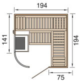 Weka 68mm Elementsauna Design - Sauna SARA 1 OS-Ofen
