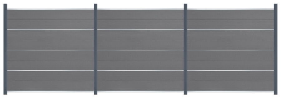 Delta EASY-FENCE WPC Steckzaun grau, Abschluss Silber, 3 Designleisten Silber