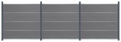 Delta EASY-FENCE WPC Steckzaun grau, Abschluss Silber, 3 Designleisten Silber