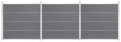 Delta EASY-FENCE WPC Steckzaun grau, Abschluss Silber, 3 Designleisten Silber