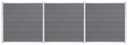 Delta EASY-FENCE WPC Steckzaun grau, Abschluss Silber, 7 Designleisten Anthrazit