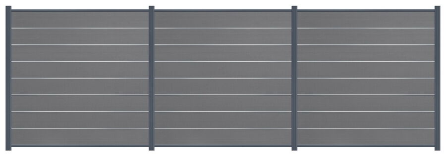 Delta EASY-FENCE WPC Steckzaun grau, Abschluss Anthrazit, 7 Designleisten Silber