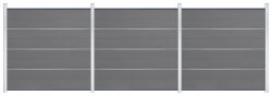 Delta EASY-FENCE WPC Steckzaun grau, Abschluss Anthrazit, 3 Designleisten Silber