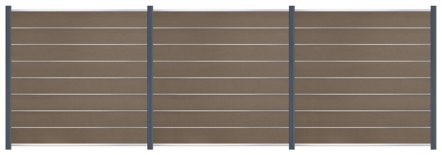 Delta EASY-FENCE WPC Steckzaun braun, Abschluss Silber, 7 Designleisten Silber