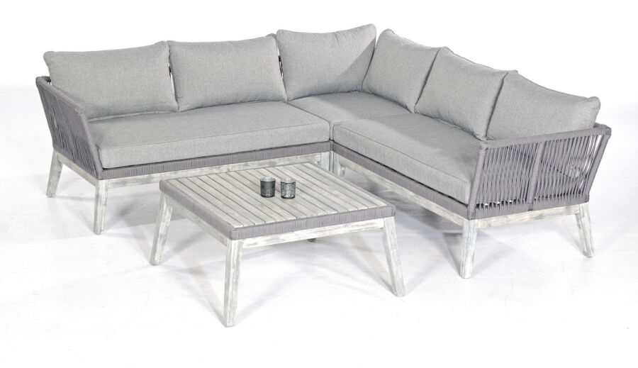 Lounge Set Bella Farbe grau Alu/Akazie/Polyrope-Geflecht inkl. Kissen