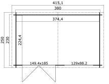 Gartenhaus AXEL 230 - 380 x 230 cm, 28 mm, natur / farbig