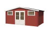 Gartenhaus BOSTON; 480 x 292 cm; 28 mm Blockbohlen; SCHWEDENROT lackiert