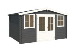 Lasita Maja Gartenhaus DALLAS; 396 x 312 cm; 28 mm Blockbohlen; CARBON GRAU lackiert