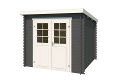 Gartenhaus INDI 175; 230 x 175 cm; 28 mm Blockbohlen; CARBON GRAU lackiert
