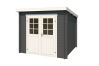 Gartenhaus INDI 175; 230 x 175 cm; 28 mm Blockbohlen; CARBON GRAU lackiert