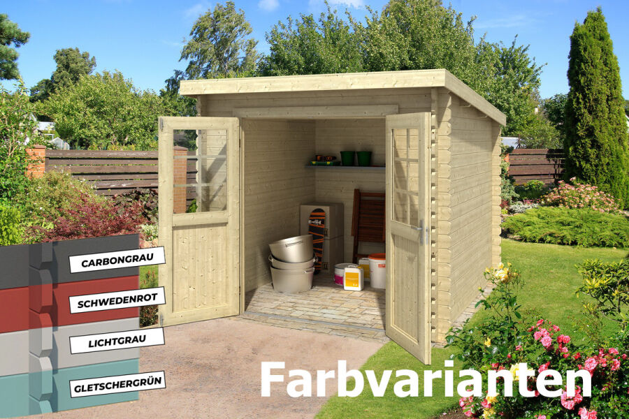 Gartenhaus INDI 230 230 x 230 cm, 28 mm, natur / farbig