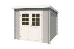 Gartenhaus INDI 230; 230 x 230 cm; 28 mm Blockbohlen; LICHT GRAU lackiert