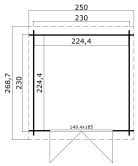Gartenhaus INDI 230; 230 x 230 cm; 28 mm Blockbohlen; LICHT GRAU lackiert