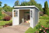 Gartenhaus INDI 230; 230 x 230 cm; 28 mm Blockbohlen; LICHT GRAU lackiert