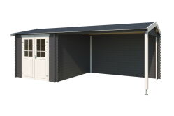 Gartenhaus IVANA; 570 x 275 cm; 28 mm Blockbohlen; CARBON GRAU lackiert