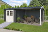 Gartenhaus IVANA; 570 x 275 cm; 28 mm Blockbohlen; CARBON GRAU lackiert