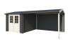 Gartenhaus IVANA; 570 x 275 cm; 28 mm Blockbohlen; CARBON GRAU lackiert