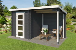 Gartenhaus JELLE PLUS 370 x 175 cm, 28 mm, natur / farbig