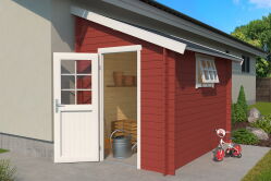Gartenhaus JURA 2; 180 x 275 cm; 28 mm Blockbohlen; SCHWEDENROT lackiert