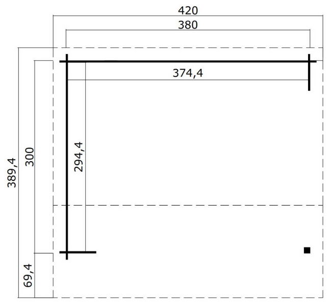 Gartenhaus Unterstand KIRIAN 300 - 380 x 300 cm, 28 mm, natur / farbig