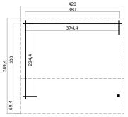 Gartenhaus Unterstand KIRIAN 300; 380 x 300 cm; 28 mm Blockbohlen; LICHT GRAU lackiert
